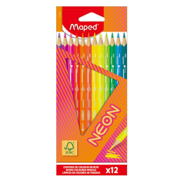Kredki MAPED Neon trójkątne 12 szt. pudełko z zawieszką