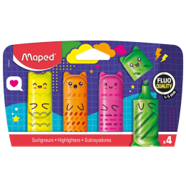 Zakreślacz MAPED mini Kawai Fluo 4 sztuki na blistrze