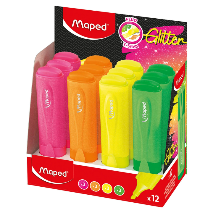 Zakreślacz MAPED Glitter Fluo brokatowy mix kolorów display