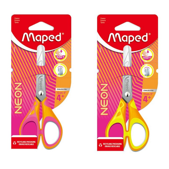 Nożyczki MAPED szkolne Pulse Soft Neon 13 cm blister kartonowy