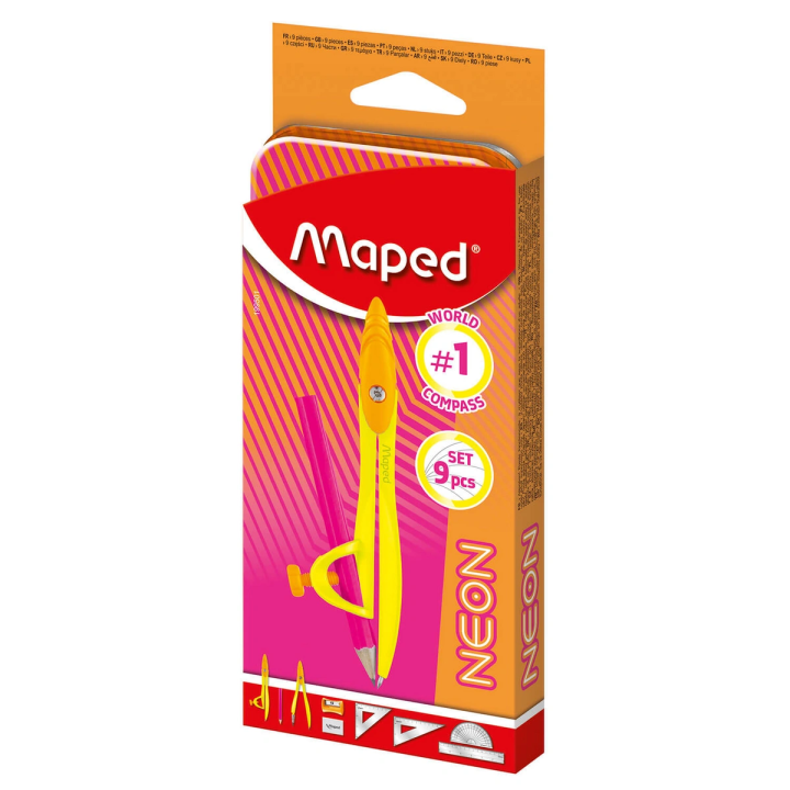 Cyrkiel MAPED Study Neon zestaw 9 elementów