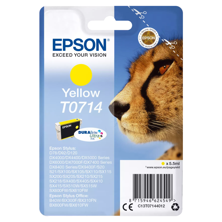 TUSZ ORYGINALNY EPSON T0714 C13T07144012 YELLOW 5,5 ML