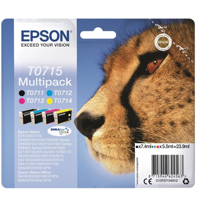 TUSZ ORYGINALNY EPSON T0715 C13T07154012 CMYK 24,5 ML