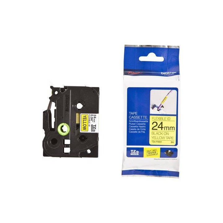 TASIEMKA ORYGINALNA CZARNY/ŻÓŁTE BROTHER TZEFX651 24MM X 8 M
