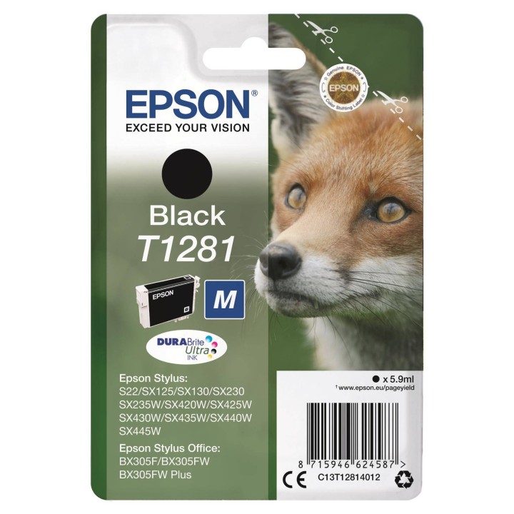 TUSZ ORYGINALNY EPSON T1281 C13T12814012 CZARNY 5,9 ML