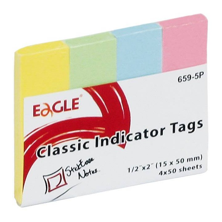 ZAKŁADKI INDEKSUJĄCE PAPIEROWE 15X50MM EAGLE 659-5P 150-1243 PASTEL*4 4X50SZT