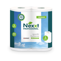 RĘCZNIK PAPIEROWY DWUWARSTWOWY CELULOZOWY EMERSON NEXXT PREMIUM BIAŁY 50 LISTKÓW 10M 2ROL