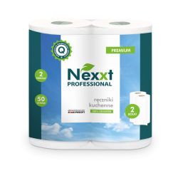 RĘCZNIK PAPIEROWY DWUWARSTWOWY CELULOZOWY EMERSON NEXXT PREMIUM BIAŁY 50 LISTKÓW 10M 2ROL
