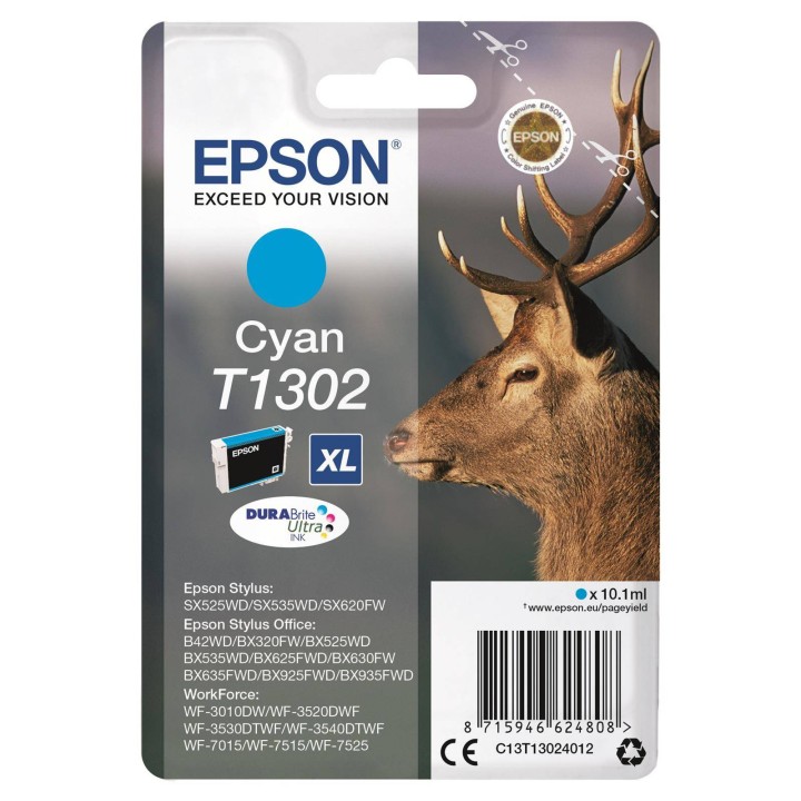 TUSZ ORYGINALNY EPSON T1302 C13T13024012 CYAN 10,1 ML
