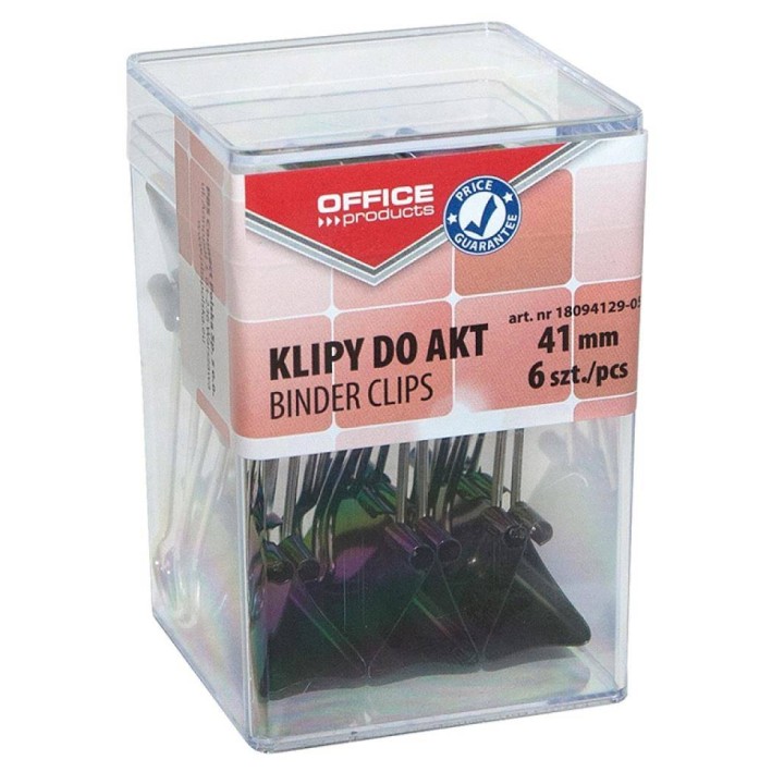 KLIPY 41MM OFFICE PRODUCTS CZARNE 6SZT