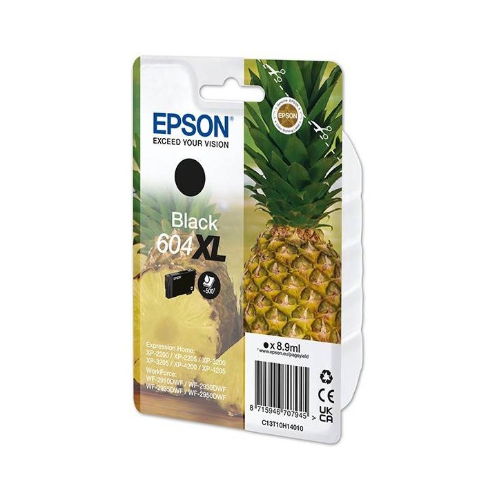EPSON ORYGINALNY INK / TUSZ C13T10H14010, T10H140, 604XL, BLACK, 500S, 8.9ML, EPSON XP-2200, XP-3200, XP-4200, WF-2930DWF, WF-29