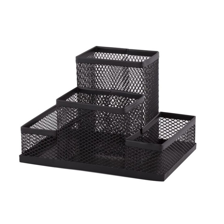 PRZYBORNIK NA BIURKO 154X103X103MM D.RECT CZARNY MATALOWA SIATKA