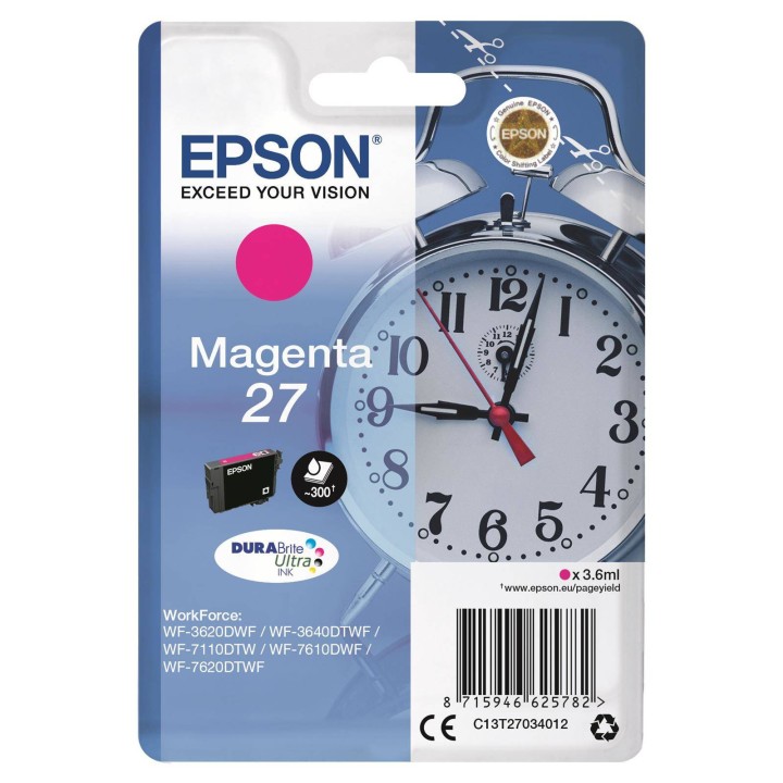 TUSZ ORYGINALNY EPSON T2703 C13T27034012 MAGENTA 3,6 ML